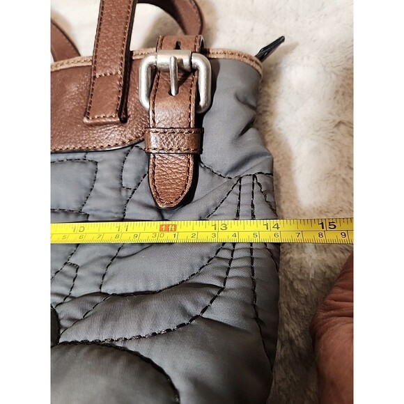 FOSSIL‎ Bag Purse Keyper Gray Quilted Womens Tote Nylon Satchel Flower Design - Picture 12 of 15